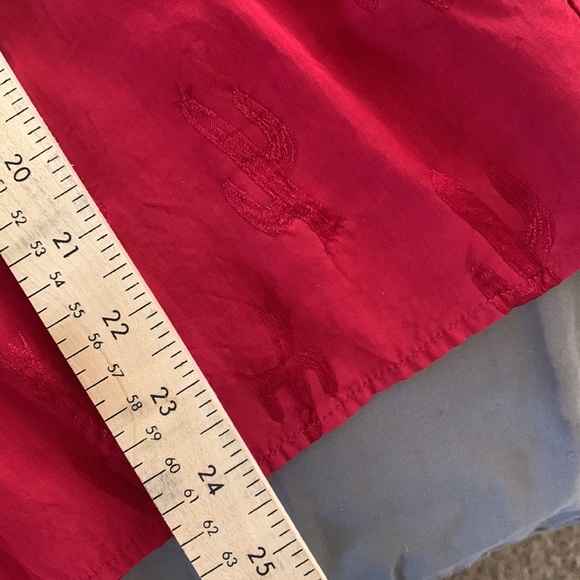 Pepaloves—Red Shirt Peter Pan Collar‎ Cactus Print in the Blink. Sz L - Picture 12 of 15